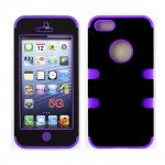 Wholesale iPhone 5 5S Hard Hybrid Case (Black-Purple)